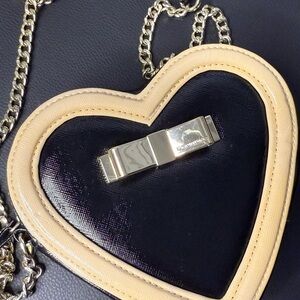 Victoria's Secret Black and Cream Heart Crossbody Bag
